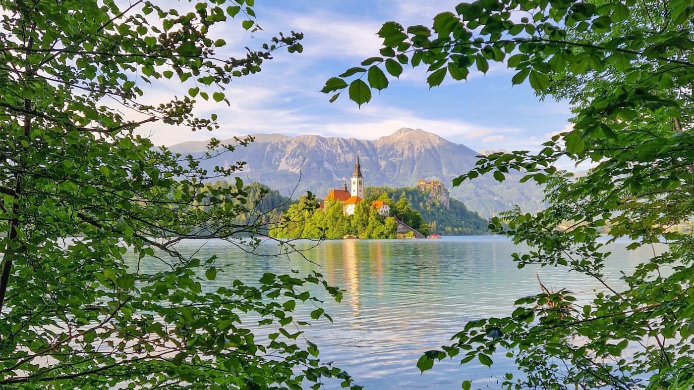 Insel mit Kirche im Bled See